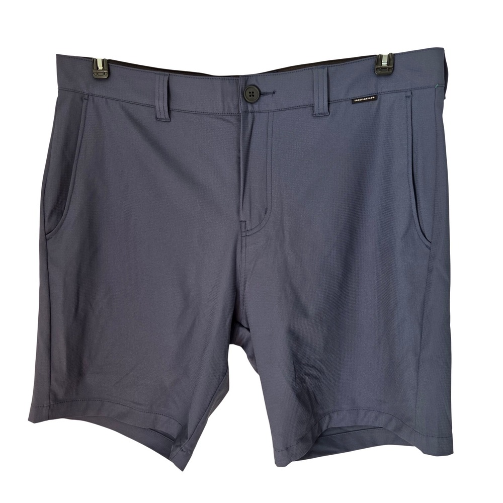 TravisMathew Mens Navy Blue Performance Golf Shorts Size 34 Stretch Micro-Grid
